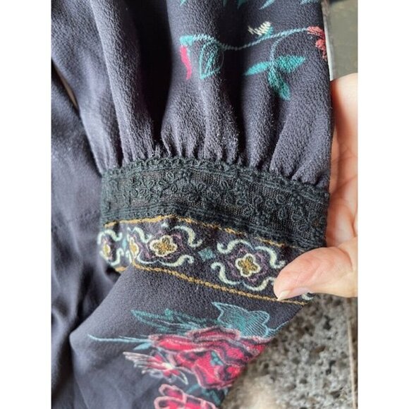 Flying Tomato Floral Embroidered Bell Sleeve Tunic Mini Dress Women's M - Picture 11 of 16